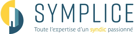 Logo de Symplice avec un symbole graphique à gauche et le texte Symplice avec un slogan en dessous